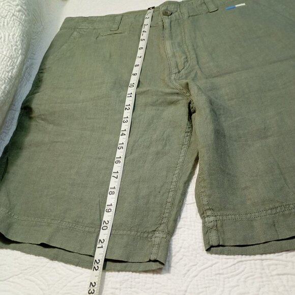 Escales Paris Casual Shorts Mens Olive Green 100% Linen Size 40 EU - Picture 12 of 13